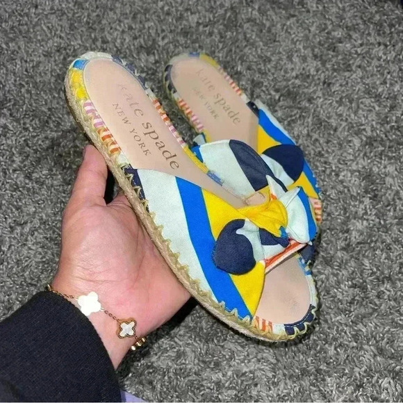 kate spade Shoes - KATE SPADE NY Saltie Shore
Oceanside Multi-Stripe Espadrille Slides Sz 7B